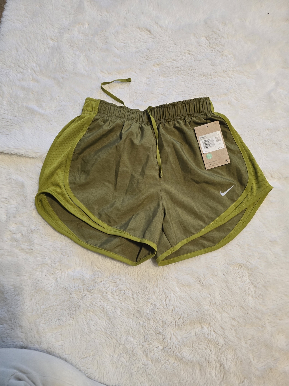 Nike Olive and Lime Green Women's Athletic Shorts